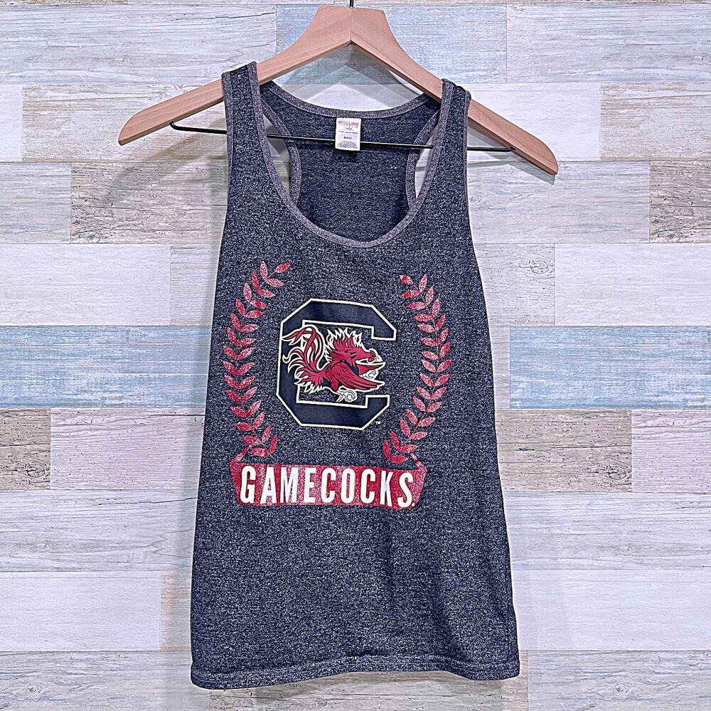 SOUTH CAROLINA GAMECOCKS Graphic Logo Tank Top Gray Red Cotton Womens Small